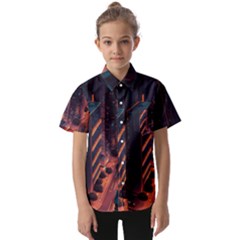 Abstract Landscape Landmark Town City Cityscape Kids  Short Sleeve Shirt by Vaneshop