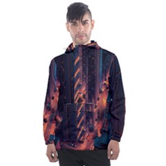 Abstract Landscape Landmark Town City Cityscape Men s Front Pocket Pullover Windbreaker by Vaneshop