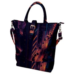 Abstract Landscape Landmark Town City Cityscape Buckle Top Tote Bag by Vaneshop