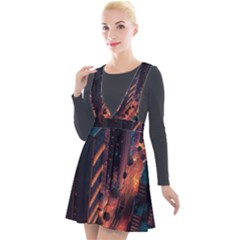 Abstract Landscape Landmark Town City Cityscape Plunge Pinafore Velour Dress by Vaneshop