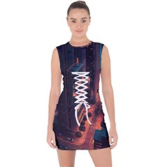 Abstract Landscape Landmark Town City Cityscape Lace Up Front Bodycon Dress by Vaneshop