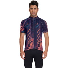 Abstract Landscape Landmark Town City Cityscape Men s Short Sleeve Cycling Jersey by Vaneshop