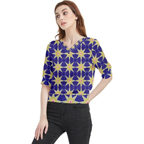 Seamless Pattern Background Quarter Sleeve Blouse by Vaneshop