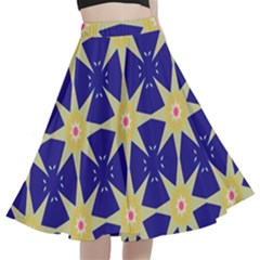 Seamless Pattern Background A-line Full Circle Midi Skirt With Pocket