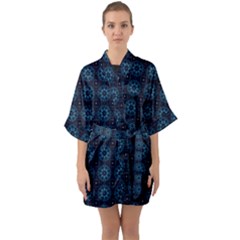 Floral Pattern Geometric Pattern Half Sleeve Satin Kimono  by Vaneshop