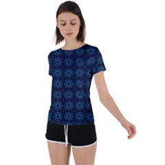 Floral Pattern Geometric Pattern Back Circle Cutout Sports Tee by Vaneshop