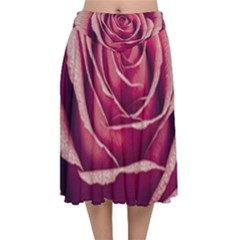 Beautiful Beauty Flower Bloom Velvet Flared Midi Skirt