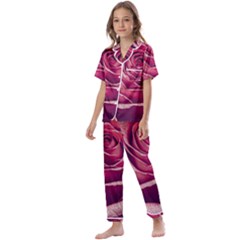 Beautiful Beauty Flower Bloom Kids  Satin Short Sleeve Pajamas Set by Vaneshop