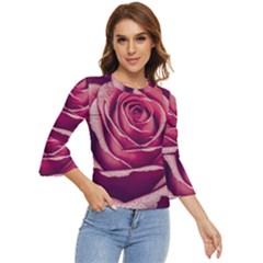 Beautiful Beauty Flower Bloom Bell Sleeve Top