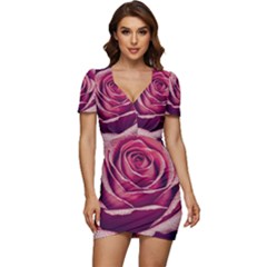 Beautiful Beauty Flower Bloom Low Cut Cap Sleeve Mini Dress by Vaneshop