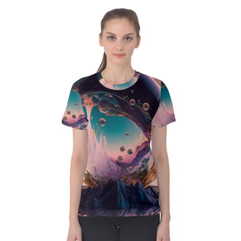 Crystal Ball Glass Sphere Lens Ball Women s Cotton Tee by Vaneshop