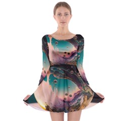 Crystal Ball Glass Sphere Lens Ball Long Sleeve Skater Dress by Vaneshop