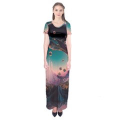 Crystal Ball Glass Sphere Lens Ball Short Sleeve Maxi Dress by Vaneshop