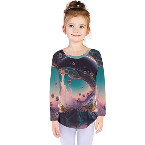 Crystal Ball Glass Sphere Lens Ball Kids  Long Sleeve Tee by Vaneshop