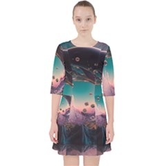 Crystal Ball Glass Sphere Lens Ball Quarter Sleeve Pocket Dress by Vaneshop