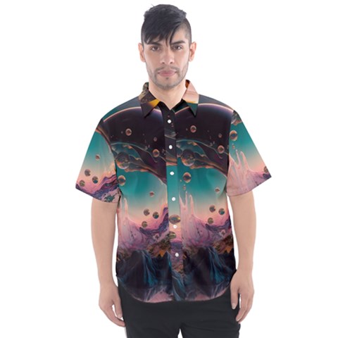 Crystal Ball Glass Sphere Lens Ball Men s Short Sleeve Shirt by Vaneshop