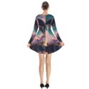 Crystal Ball Glass Sphere Lens Ball Long Sleeve Velvet V-neck Dress View2