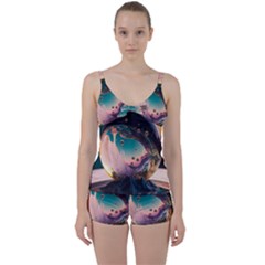 Crystal Ball Glass Sphere Lens Ball Tie Front Two Piece Tankini by Vaneshop