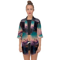 Crystal Ball Glass Sphere Lens Ball Open Front Chiffon Kimono by Vaneshop