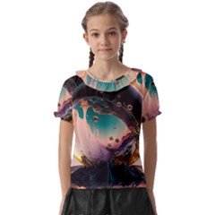 Crystal Ball Glass Sphere Lens Ball Kids  Frill Chiffon Blouse by Vaneshop