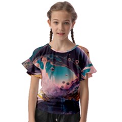 Crystal Ball Glass Sphere Lens Ball Kids  Cut Out Flutter Sleeves by Vaneshop