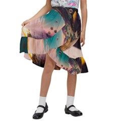 Crystal Ball Glass Sphere Lens Ball Kids  Ruffle Flared Wrap Midi Skirt by Vaneshop