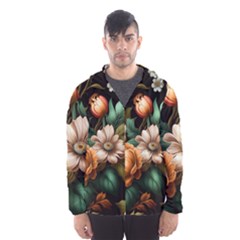 Floral Flower Blossom Bloom Flora Men s Hooded Windbreaker