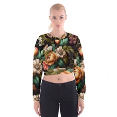 Floral Flower Blossom Bloom Flora Cropped Sweatshirt