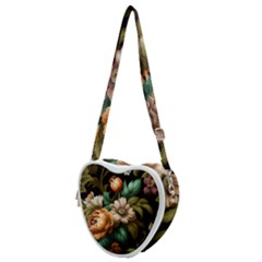 Floral Flower Blossom Bloom Flora Heart Shoulder Bag by Vaneshop