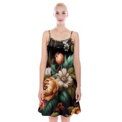 Floral Flower Blossom Bloom Flora Spaghetti Strap Velvet Dress by Vaneshop