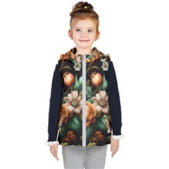 Floral Flower Blossom Bloom Flora Kids  Hooded Puffer Vest