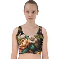 Floral Flower Blossom Bloom Flora Velvet Racer Back Crop Top by Vaneshop