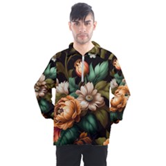 Floral Flower Blossom Bloom Flora Men s Half Zip Pullover