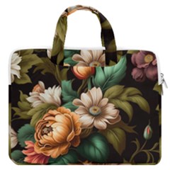 Floral Flower Blossom Bloom Flora Macbook Pro 16  Double Pocket Laptop Bag  by Vaneshop