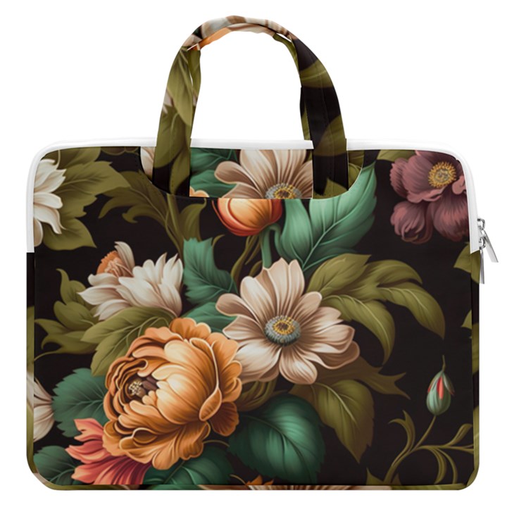 Floral Flower Blossom Bloom Flora MacBook Pro 16  Double Pocket Laptop Bag 