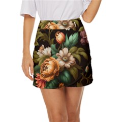 Floral Flower Blossom Bloom Flora Mini Front Wrap Skirt by Vaneshop