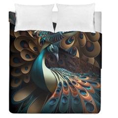 Colorful Peacock Bird Feathers Duvet Cover Double Side (queen Size) by Vaneshop