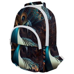 Colorful Peacock Bird Feathers Rounded Multi Pocket Backpack by Vaneshop