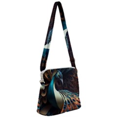 Colorful Peacock Bird Feathers Zipper Messenger Bag by Vaneshop