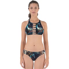 Colorful Peacock Bird Feathers Perfectly Cut Out Bikini Set by Vaneshop