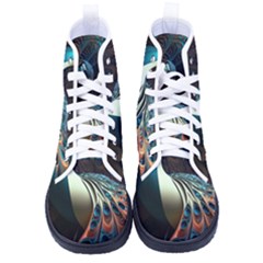 Colorful Peacock Bird Feathers Kid s High-top Canvas Sneakers