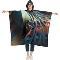 Colorful Peacock Bird Feathers Women s Hooded Rain Ponchos by Vaneshop