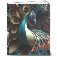 Colorful Peacock Bird Feathers 8  X 10  Hardcover Notebook