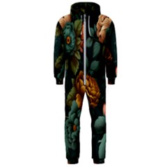 Floral Flower Blossom Turquoise Hooded Jumpsuit (men) by Vaneshop