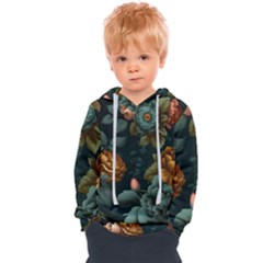 Floral Flower Blossom Turquoise Kids  Overhead Hoodie