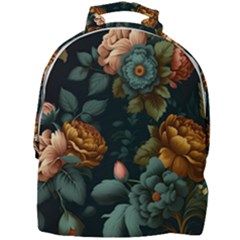 Floral Flower Blossom Turquoise Mini Full Print Backpack by Vaneshop