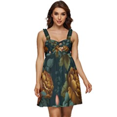 Floral Flower Blossom Turquoise Ruffle Strap Babydoll Chiffon Dress