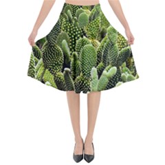 Cactus Flora Flower Nature Floral Flared Midi Skirt by Vaneshop