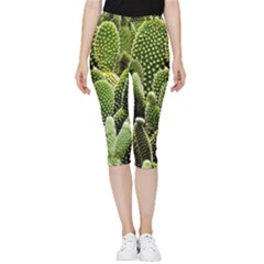 Cactus Flora Flower Nature Floral Inside Out Lightweight Velour Capri Leggings  by Vaneshop