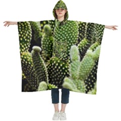 Cactus Flora Flower Nature Floral Women s Hooded Rain Ponchos by Vaneshop